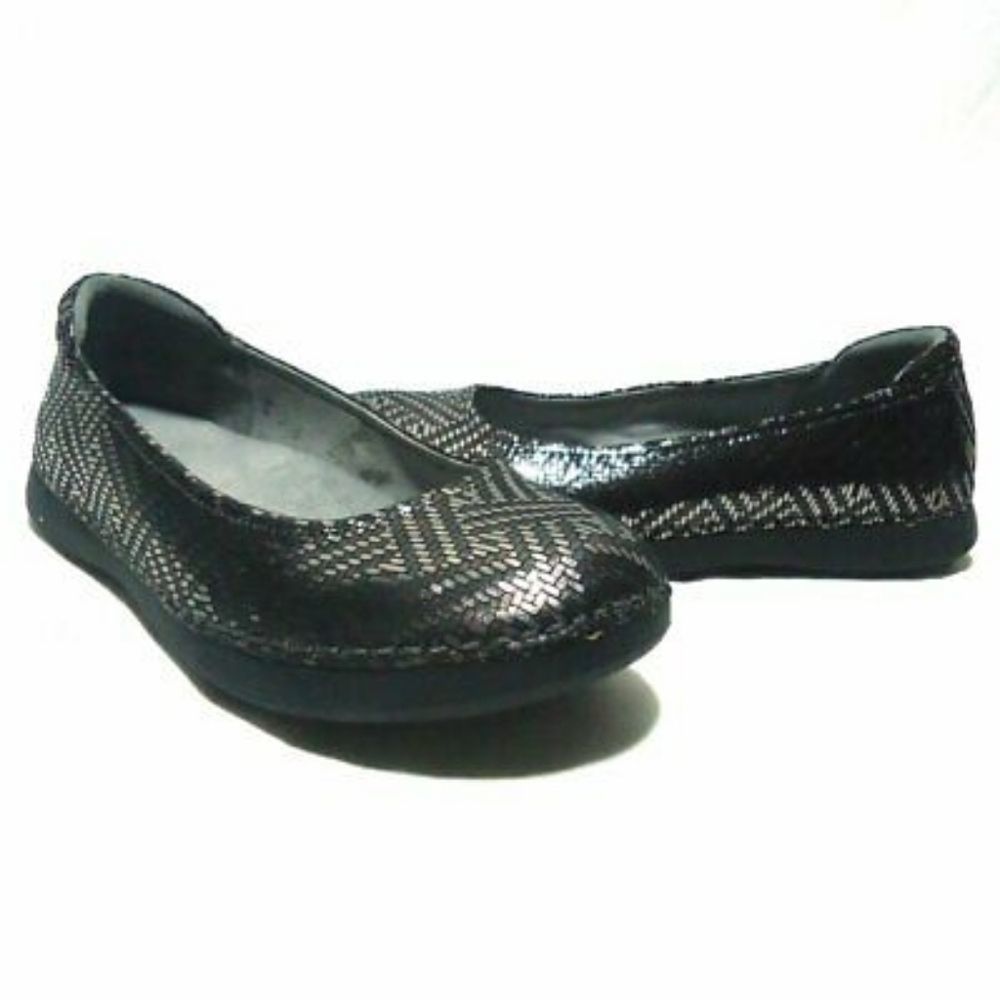 Alegria Petal Black Silver Dazzler Ballet Flats Shoes Size Women's 6